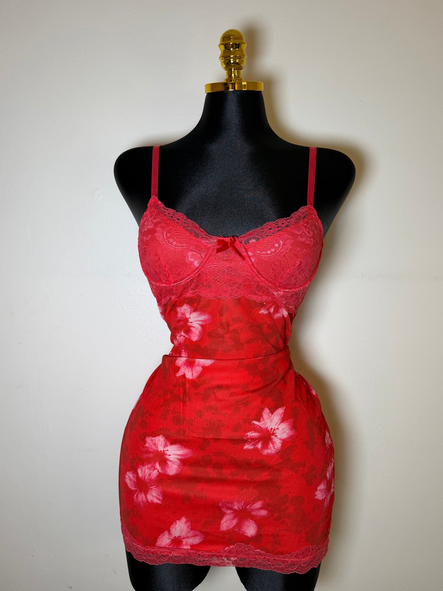 Crimson Lace Mini Dress