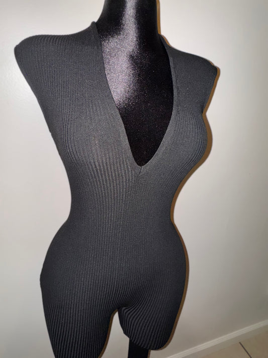 Black V Neck Jumpsuit