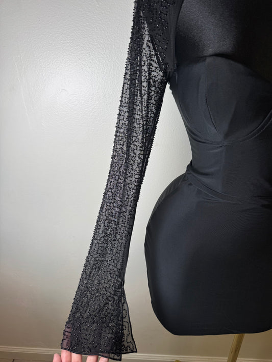 Black Sheer Mesh Mini Dress