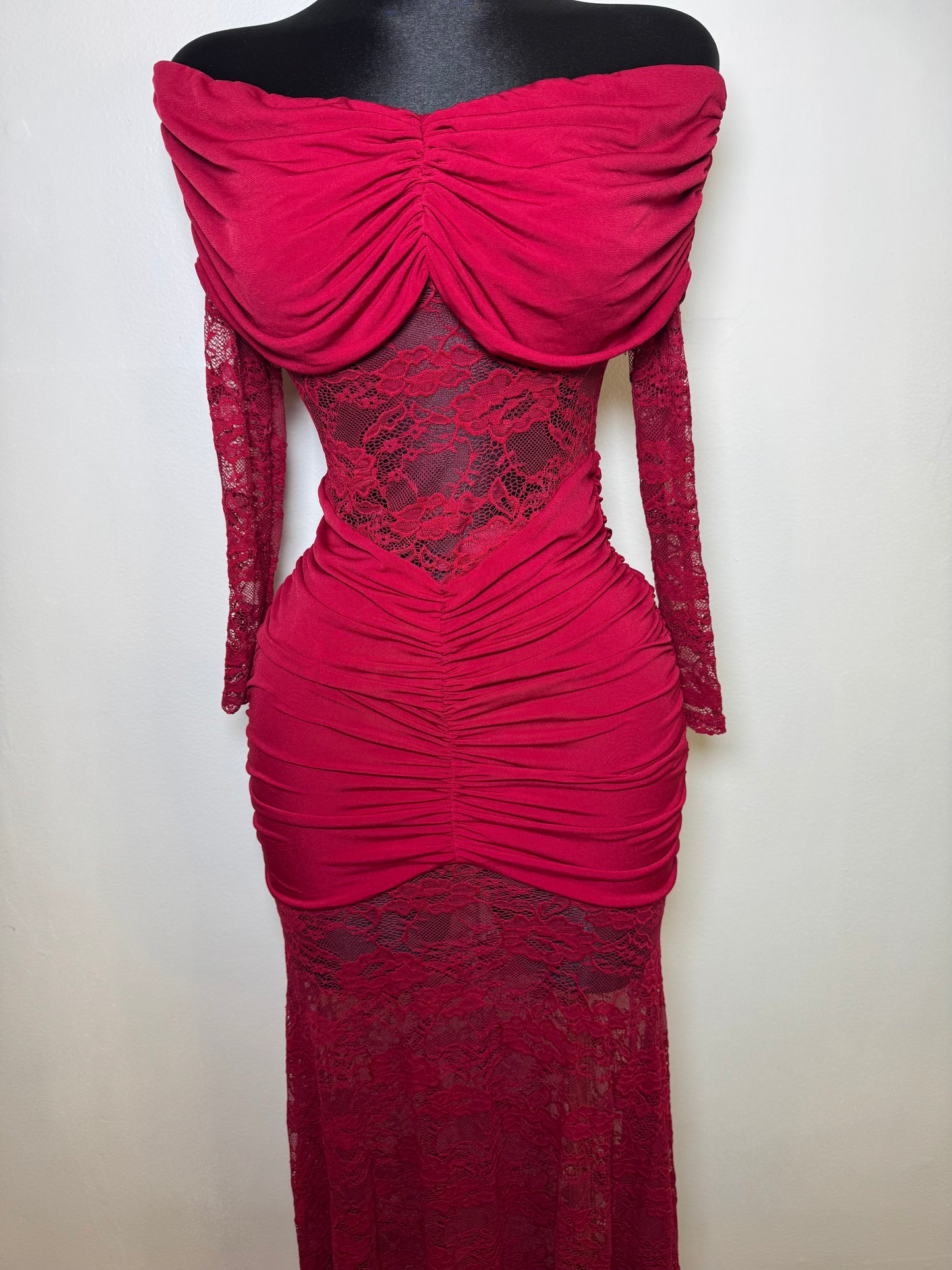 Sexy Red Long Lace Dress