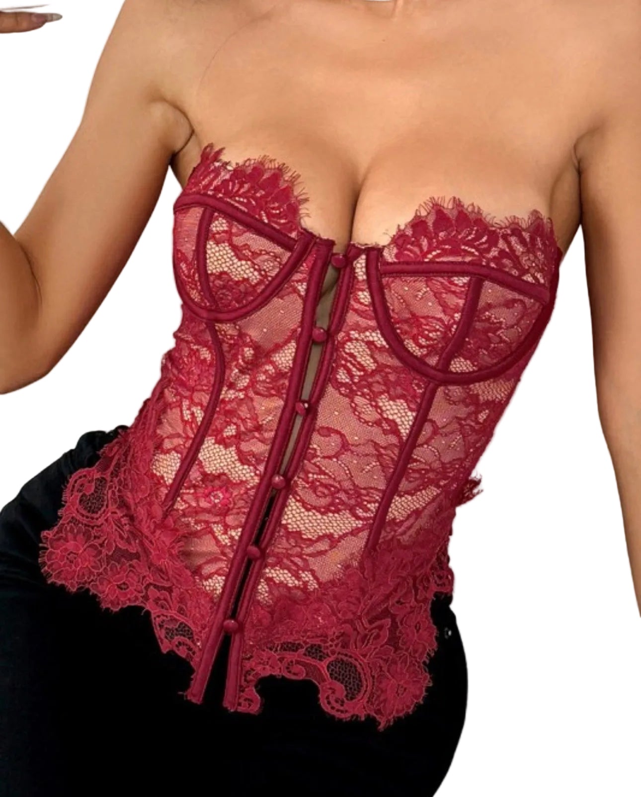 Wine Lace Corset Top