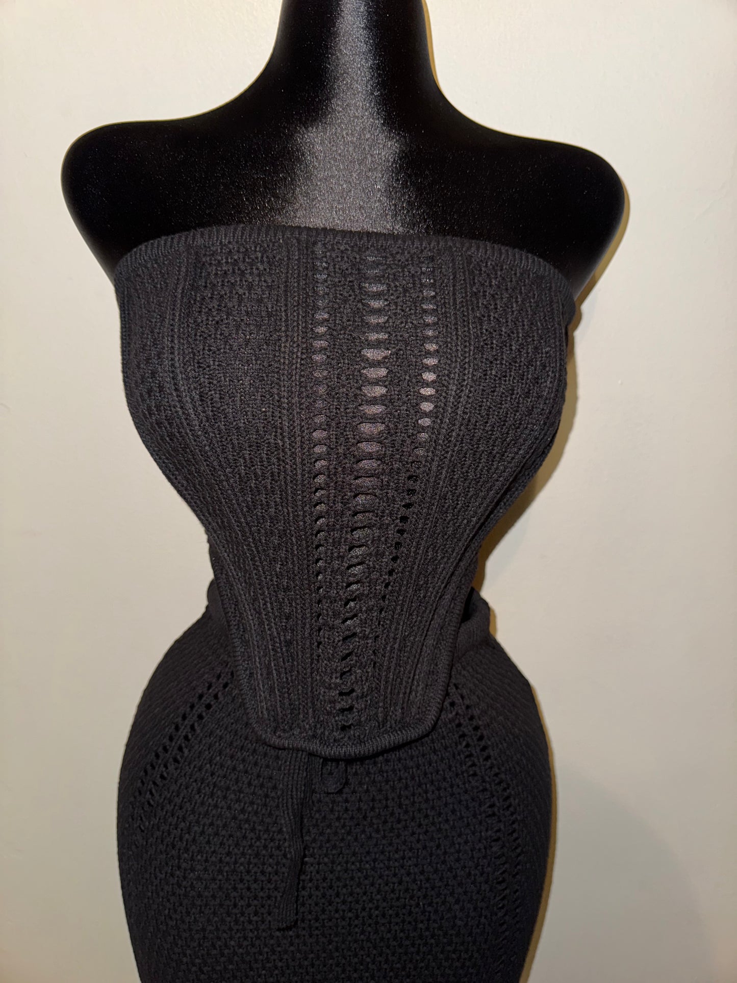 Black Crochet Skirt Set