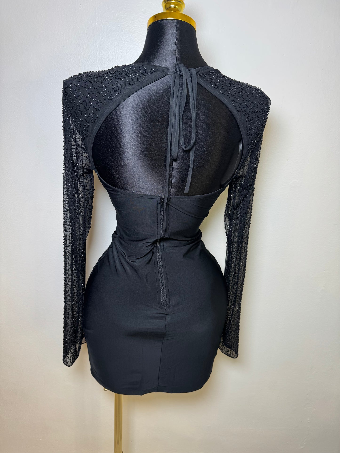 Black Sheer Mesh Mini Dress