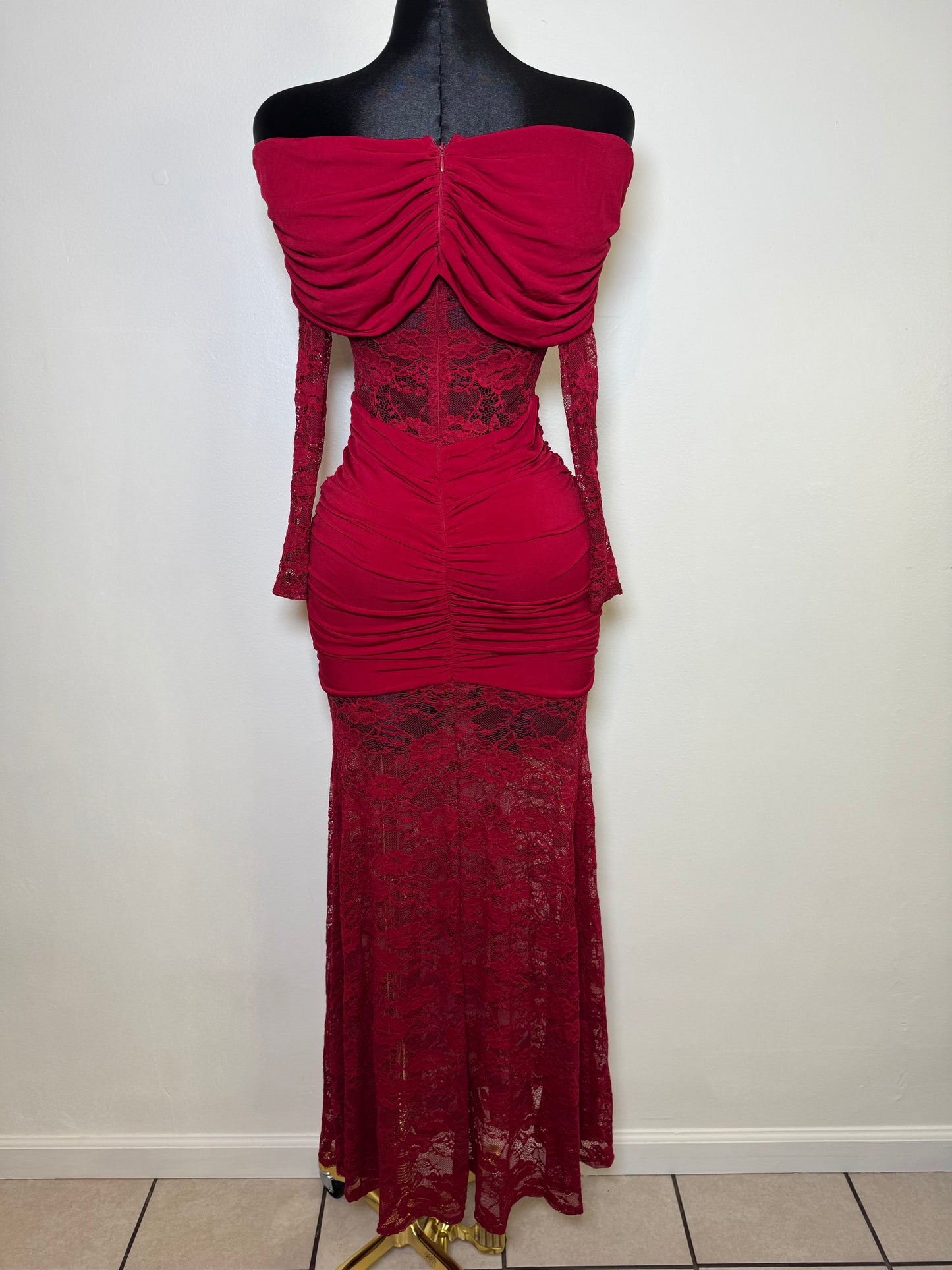 Sexy Red Long Lace Dress