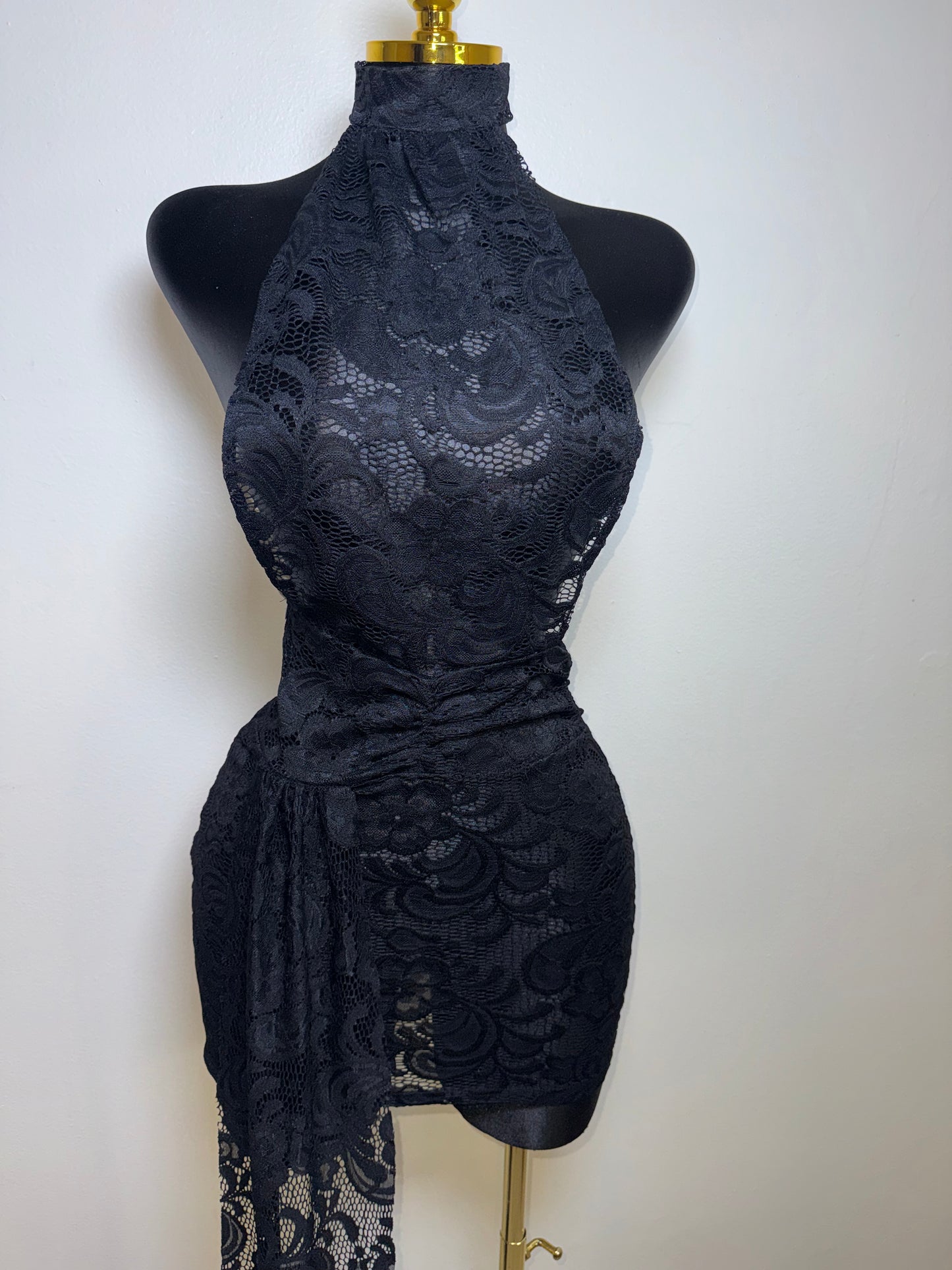 Lace Cut-Out Halter Skirt Dress