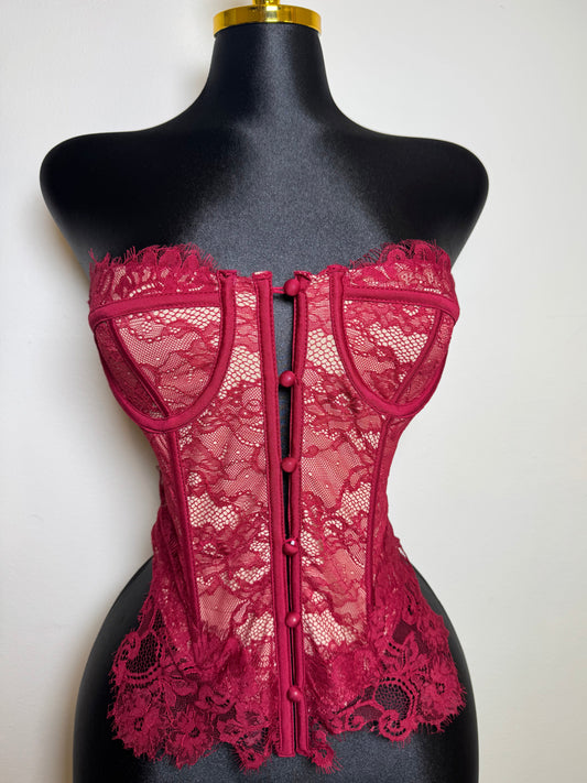 Wine Lace Corset Top