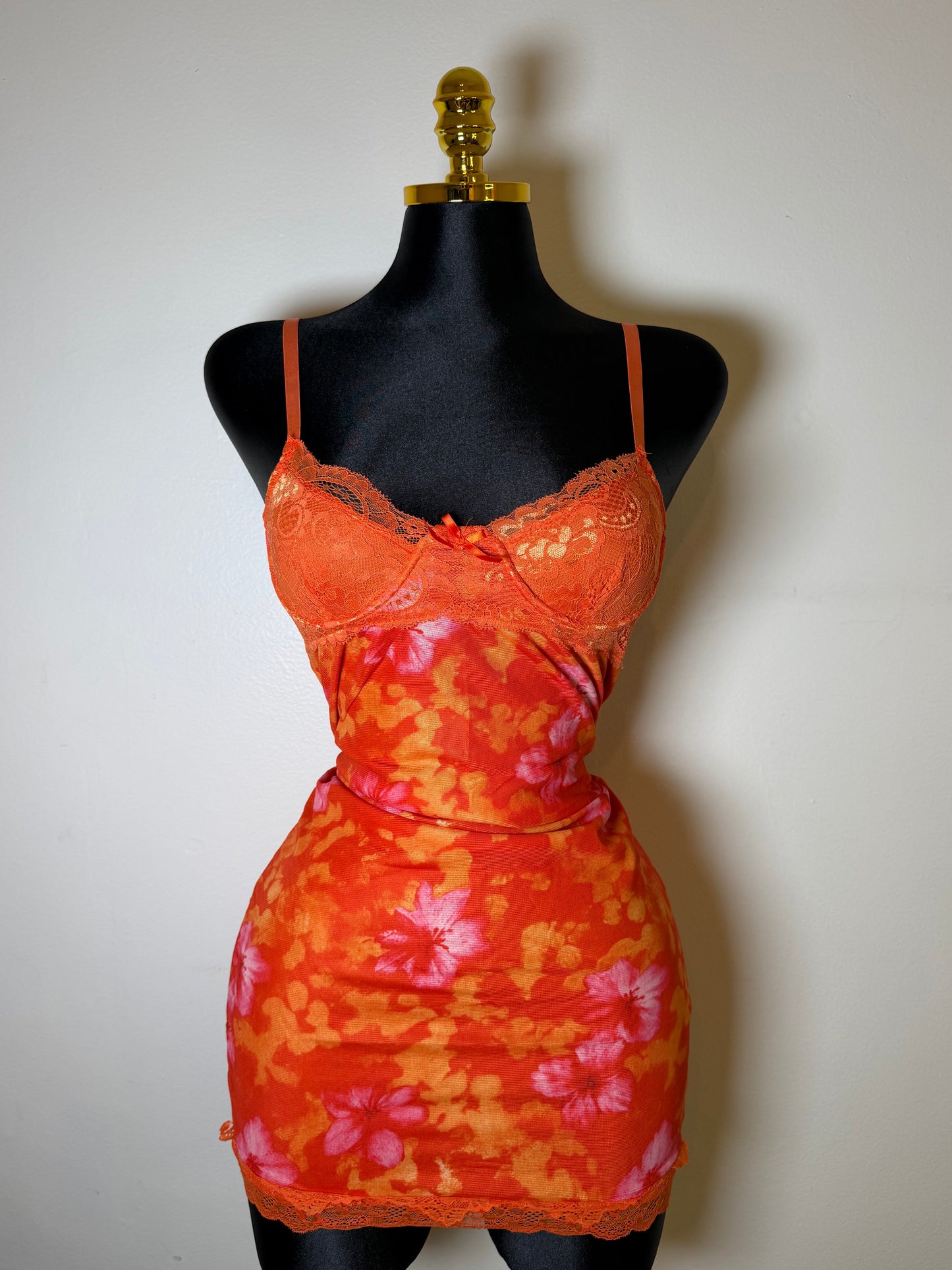 Orange Lace Mini Dress