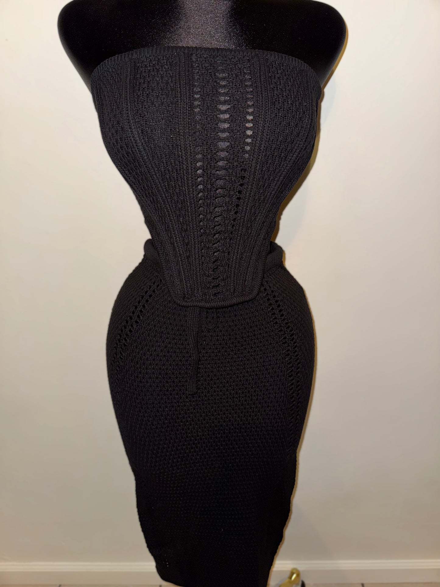 Black Crochet Skirt Set