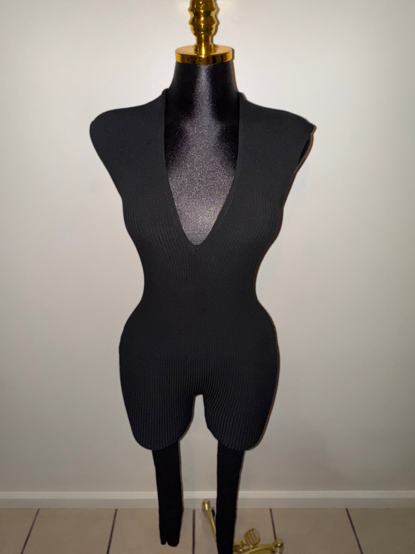 Black V Neck Jumpsuit