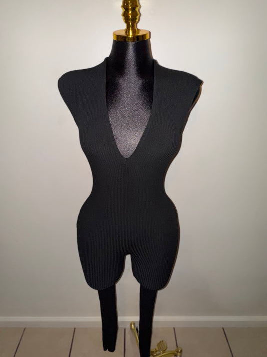 Black V Neck Jumpsuit