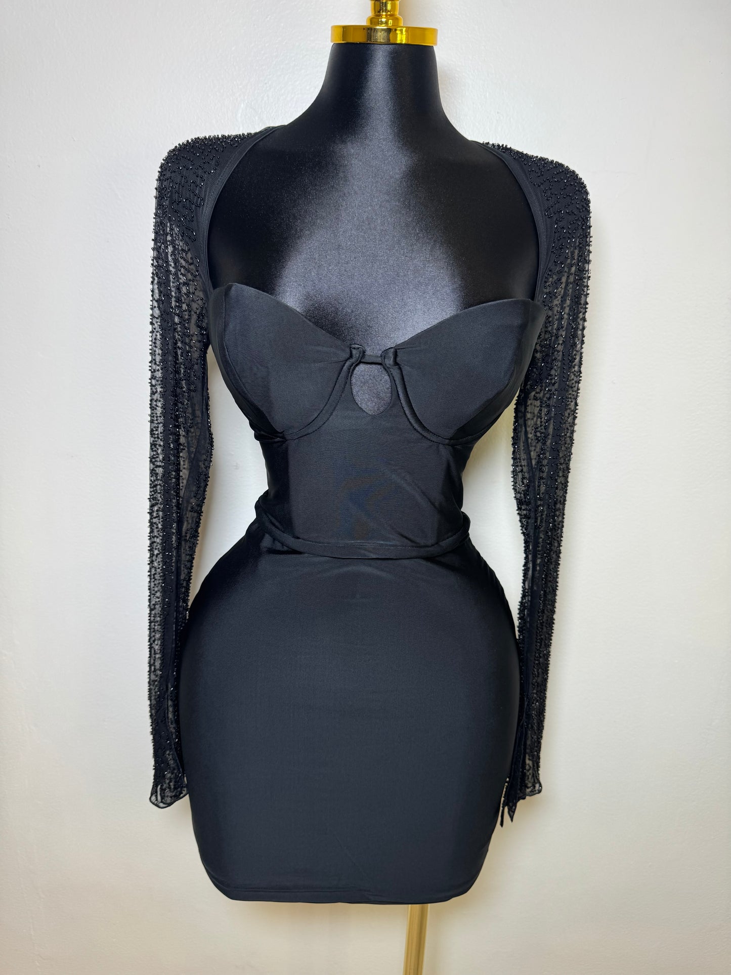 Black Sheer Mesh Mini Dress